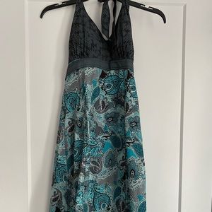 Athleta dark gray and turquoise casual dress